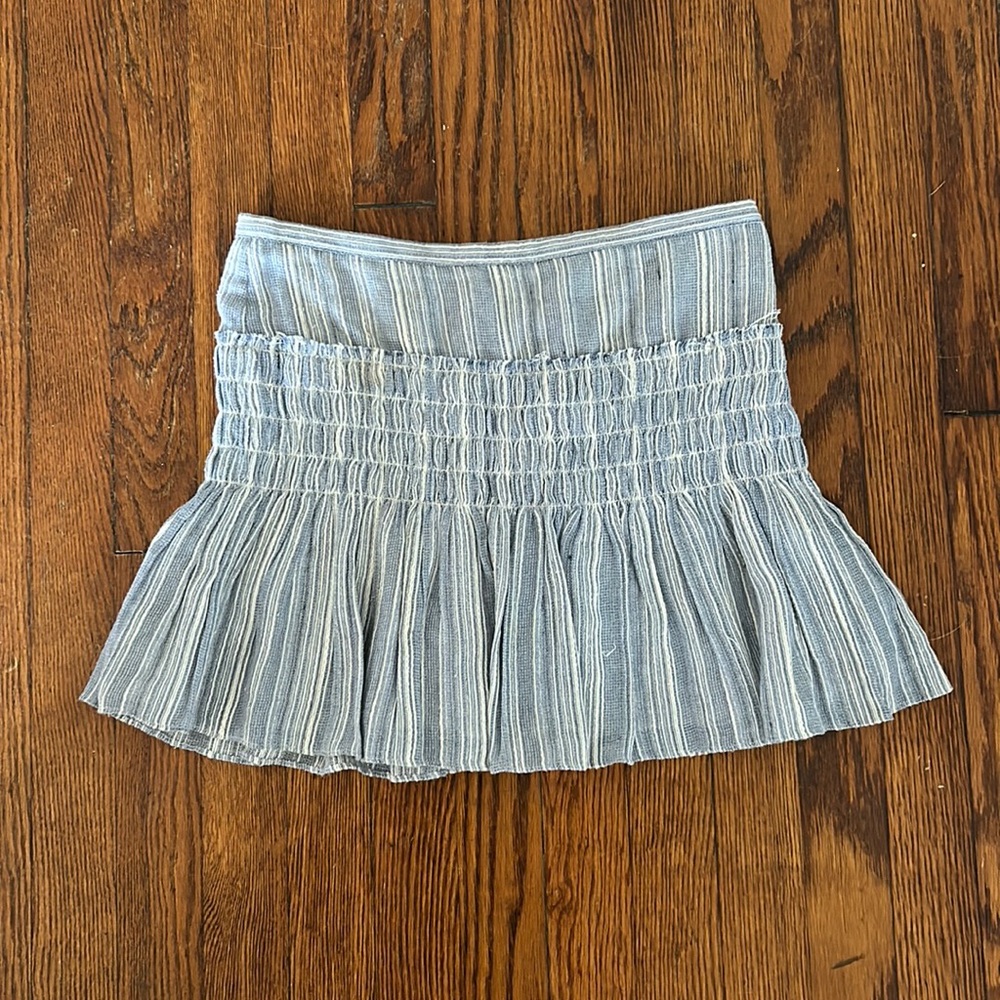 Blue & white striped mini skirt